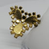 Broche laiton, avec gros strass facettés couleur quartz fumé et strass noir, 1940-50. – Image 3