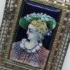 Broche en laiton argenté, forme façon cadre, avec portrait miniature d'un émail sur cuivre, vers 1880. – Image 2
