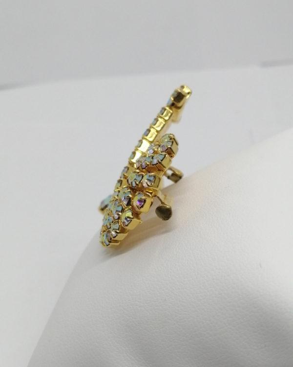 Broche strass multicolore, avec trois pampilles, vers 1930-40. – Image 2