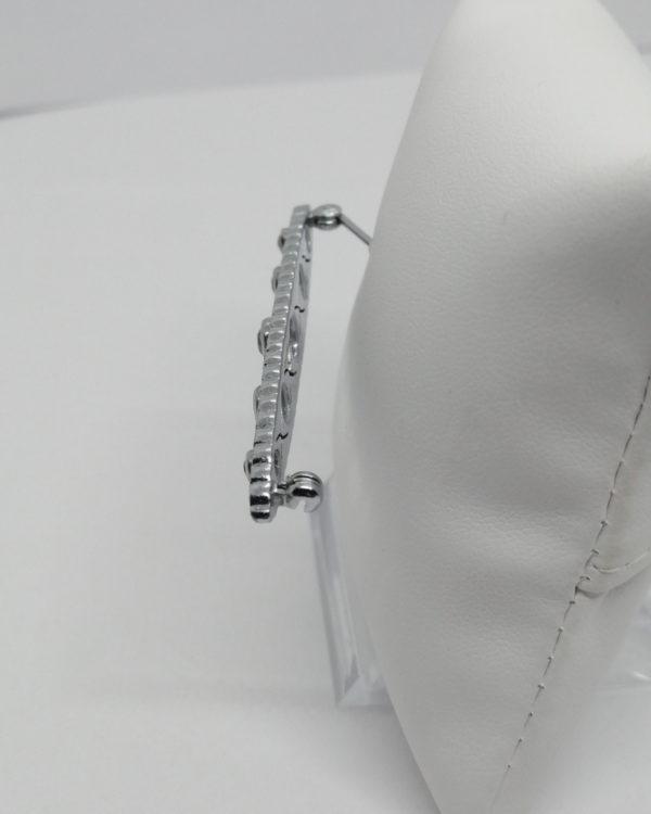 Barrette allongée et ajourée avec pavage de strass blanc, Art Déco. – Image 2