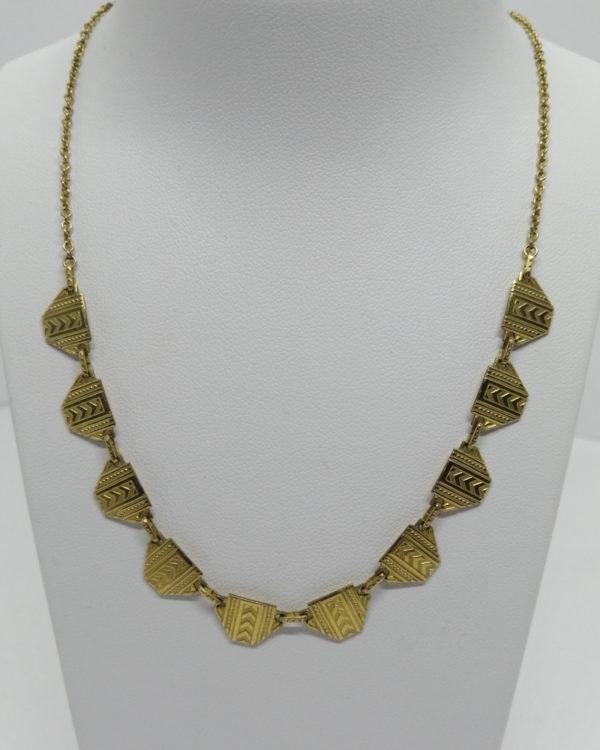 Collier laiton, plaqué or, modèle typique Art Déco, vers 1925. – Image 2
