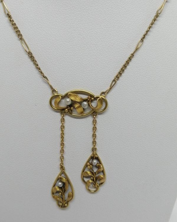 Collier en plaqué or, motif de Gui, marque FIX, Art Nouveau vers 1900. – Image 2