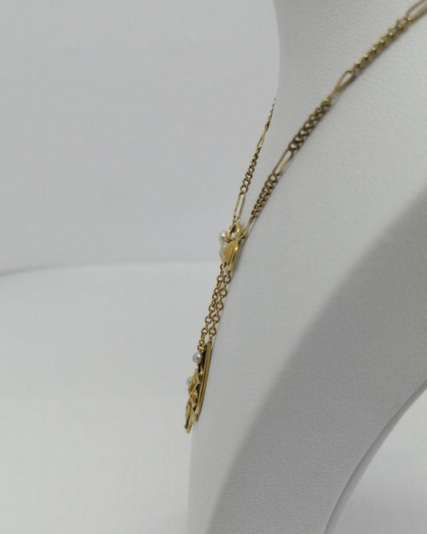 Collier en plaqué or, motif de Gui, marque FIX, Art Nouveau vers 1900. – Image 3