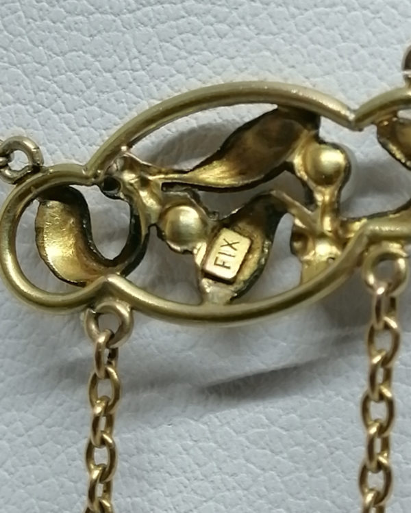 Collier en plaqué or, motif de Gui, marque FIX, Art Nouveau vers 1900. – Image 6