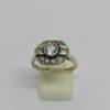Bague argent, de forme géométrique, pavage de saphir blanc, Art Déco.
