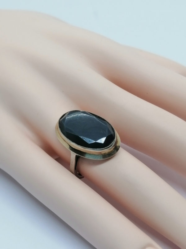 Bague argent et or, avec hématite facettée et matifiée,1925-30. – Image 4
