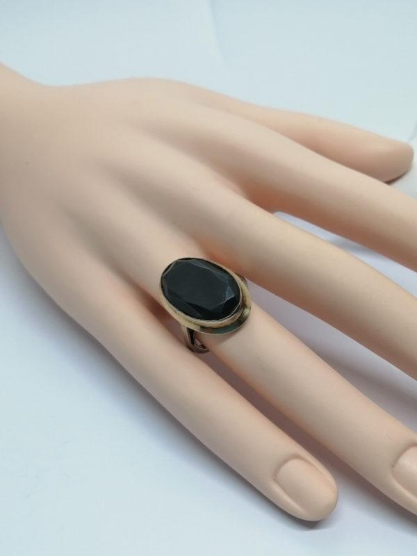 Bague argent et or, avec hématite facettée et matifiée,1925-30. – Image 5