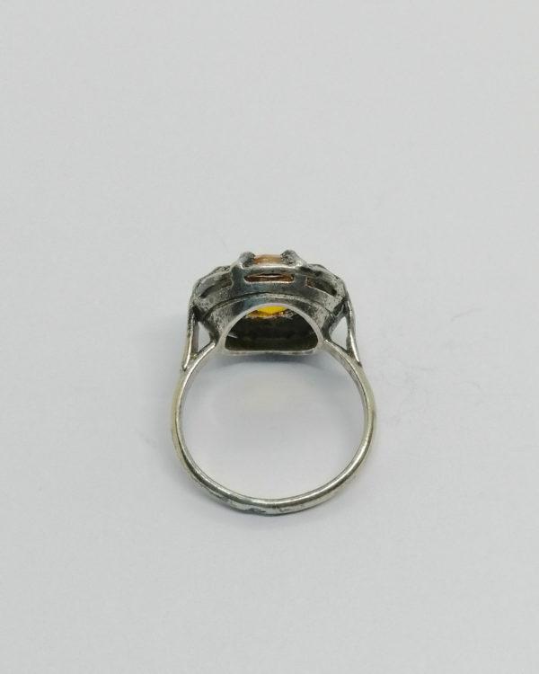 Bague argent, citrine ambrée et pavage de marcasites vers 1930. – Image 3