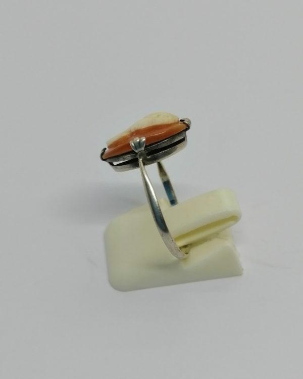 Bague argent, camée coquillage, portrait de femme, vers 1920. – Image 2