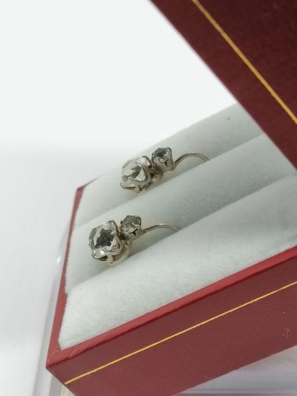 Boucle d'oreilles argent, verre taillé et facetté à l'ancienne, vers 1900. – Image 3