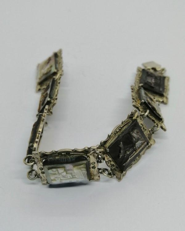 Bracelet argent, avec camées en nacre grise, autour pavage de marcasites, 1920-30. – Image 3