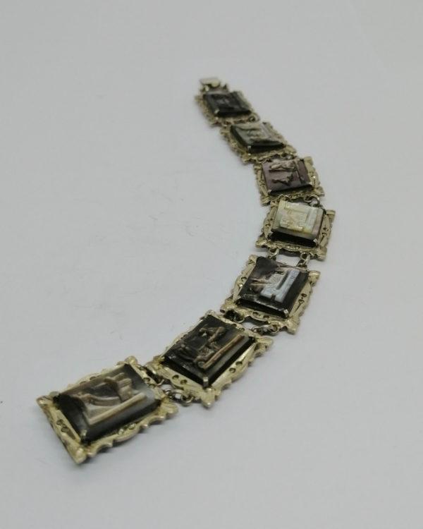 Bracelet argent, avec camées en nacre grise, autour pavage de marcasites, 1920-30. – Image 5