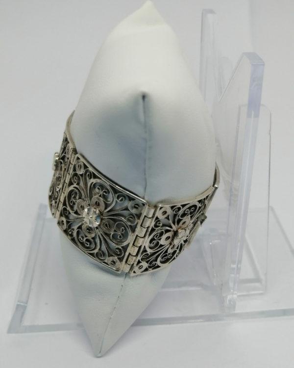 Bracelet argent, maillon carré en filigrané, travail fin vers 1920-30. – Image 2