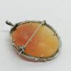 Broche/pendentif argent, marcasites et camée coquillage, femme aux bouclettes. – Image 3