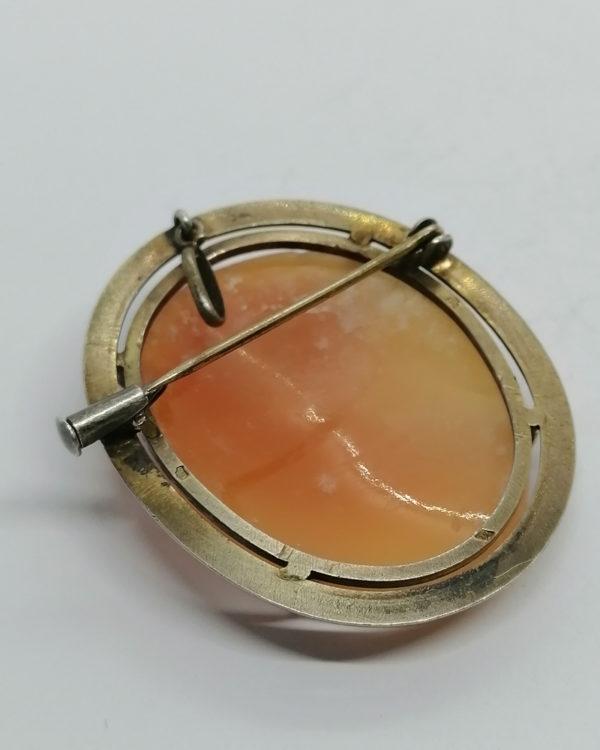 Broche/pendentif argent, vermeil, camée naturel, femme à l'antique. – Image 3