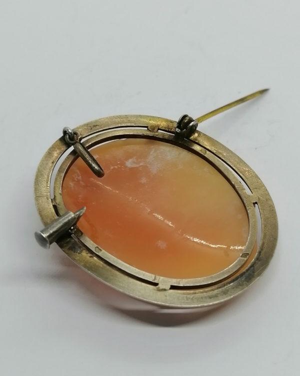 Broche/pendentif argent, vermeil, camée naturel, femme à l'antique. – Image 4
