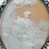Broche argent/vermeil rosé, camée représentant une scène champêtre et romantique, vers 1900. – Image 2