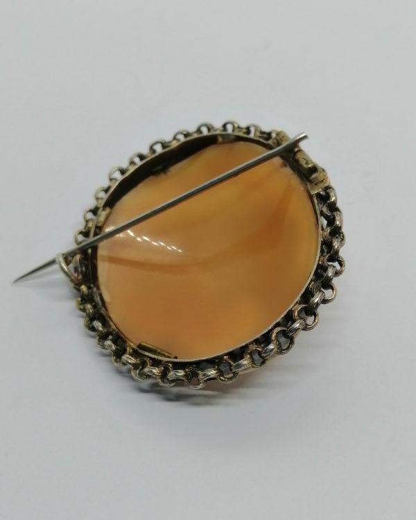 Broche argent/vermeil rosé, camée représentant une scène champêtre et romantique, vers 1900. – Image 4