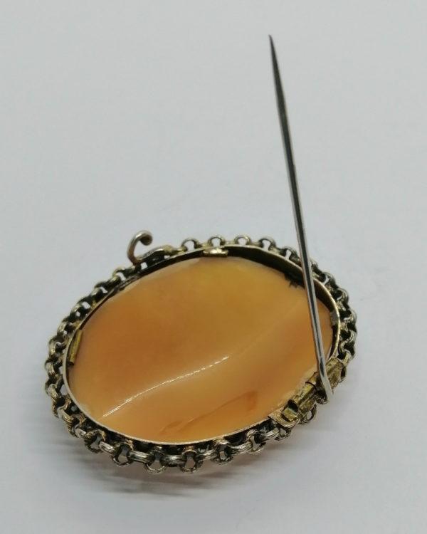 Broche argent/vermeil rosé, camée représentant une scène champêtre et romantique, vers 1900. – Image 5