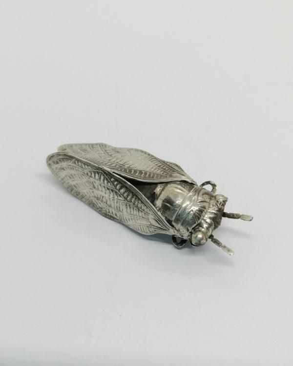 Broche argent, cigale, finement travaillée, vers 1900-20. – Image 2