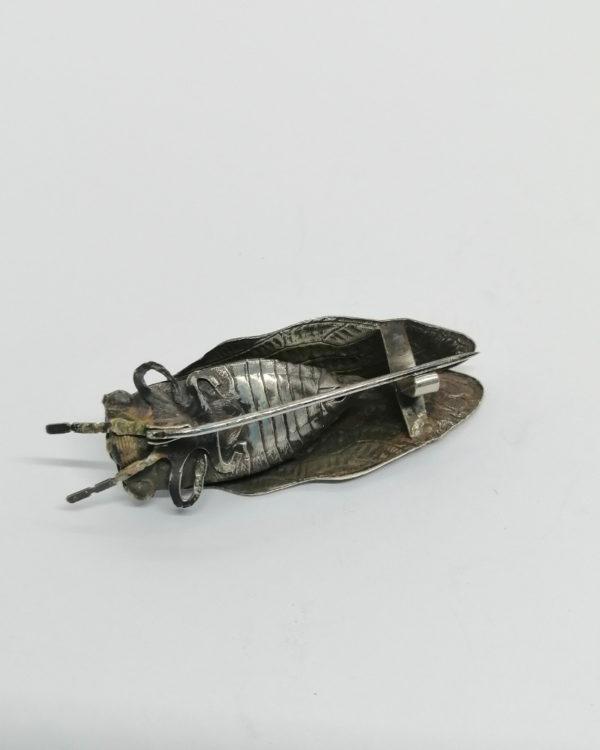 Broche argent, cigale, finement travaillée, vers 1900-20. – Image 3