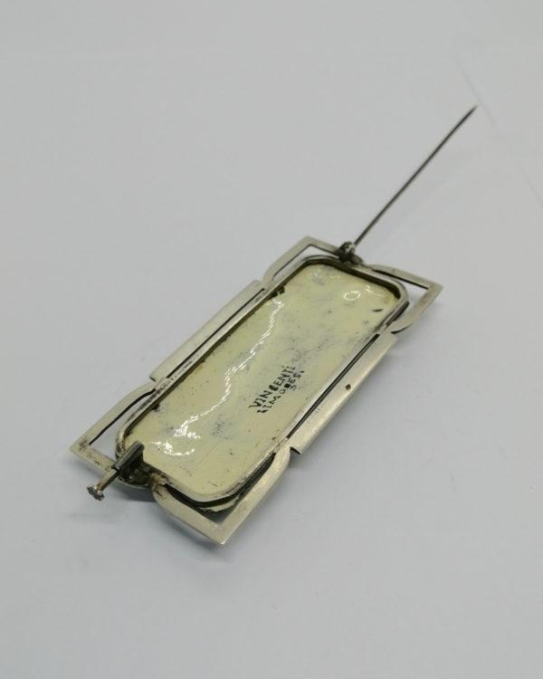 Broche argent, émaux sur cuivre de Limoges, signé, vers 1925. – Image 4