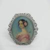 Broche argent, contour filigrané, avec portrait miniature, vers 1900-20.