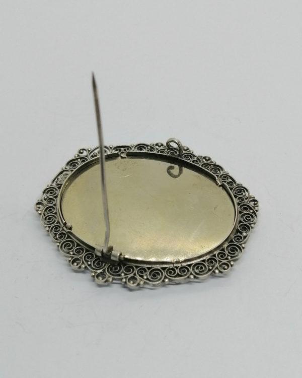 Broche argent, contour filigrané, avec portrait miniature, vers 1900-20. – Image 4