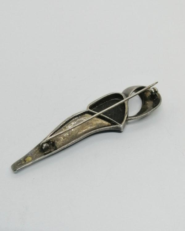 Broche argent, avec onyx et pavage de marcasites, Art Déco. – Image 3
