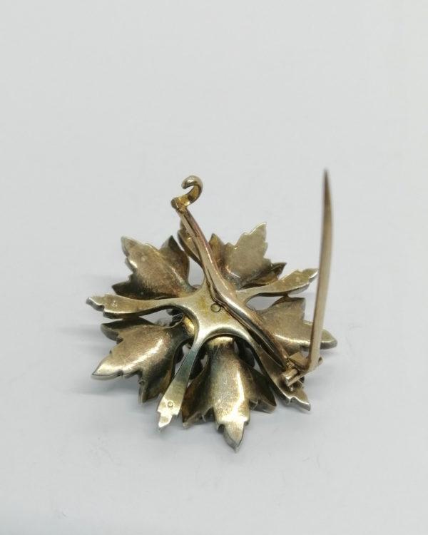 Broche/pendentif argent et vermeil rosé, à transformation, sertie de pierres en verre, Napoléon III. – Image 4
