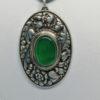 Pendentif important argent, motifs végétaux et agate verte, Art Nouveau. – Image 2