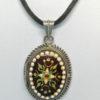 Pendentif argent/vermeil, émaux de Bressan, cassolette ouvrante, vers 1920. – Image 2