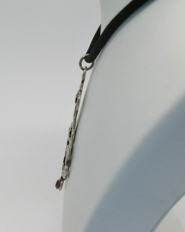 Pendentif argent bicolore, avec strass violet, vers 1900. – Image 4