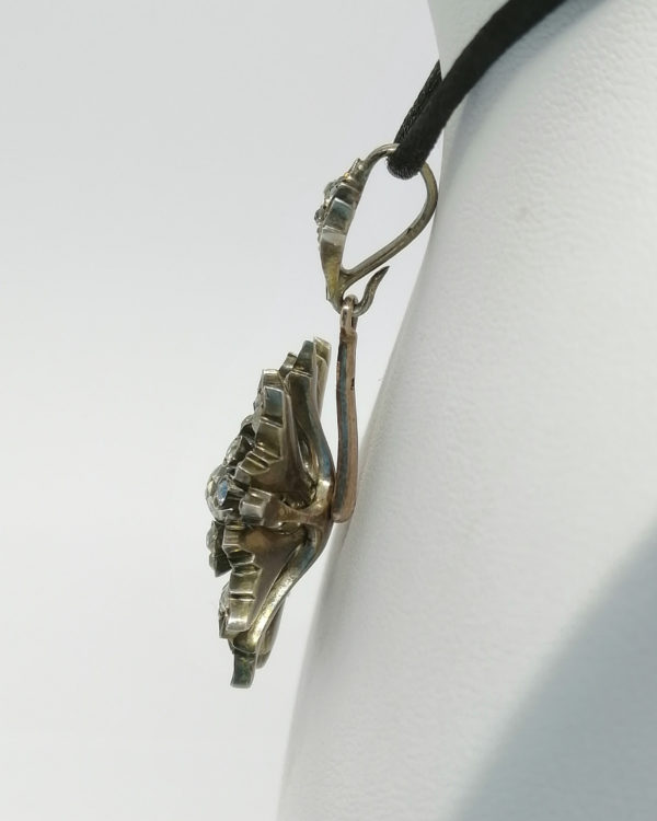 Pendentif argent vermeil, verre taillé et facetté, fin 19ième siècle. – Image 4