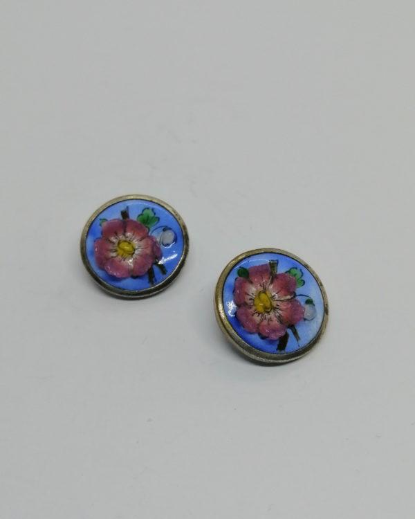 Boucles d'oreilles, clip, travail d'émail en relief, 1930-40. – Image 2