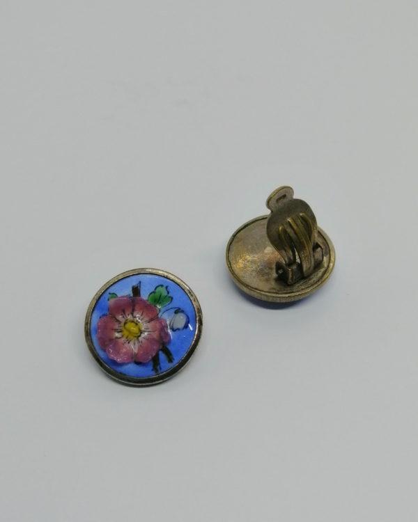 Boucles d'oreilles, clip, travail d'émail en relief, 1930-40. – Image 3
