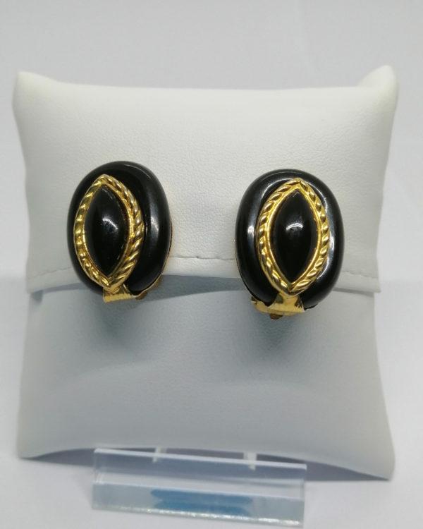 Boucles d'oreilles, clip, de couleur noir et or, 1950-70.