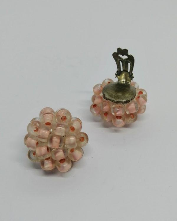 Boucles d'oreilles, clip, morceaux de verre couleur rosé, 1930-40. – Image 3