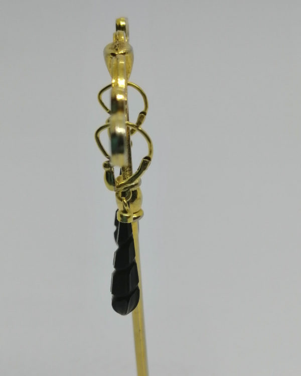 Boucles d'oreilles, plaquéor, pendantes, dormeuses avec pampille en jais, vers 1920. – Image 3