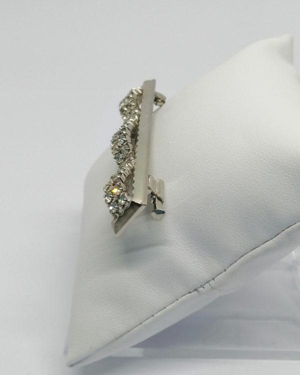 Broche/barette, en vague, avec pavage de strass blanc, 1930. – Image 2