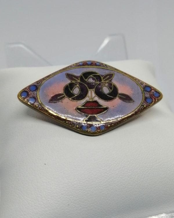 Broche, travail d'émail guilloché et cloisonné, époque Art Déco. – Image 2