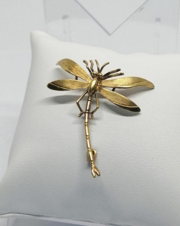 Broche, plaqué or, libellule, vers 1930-40.