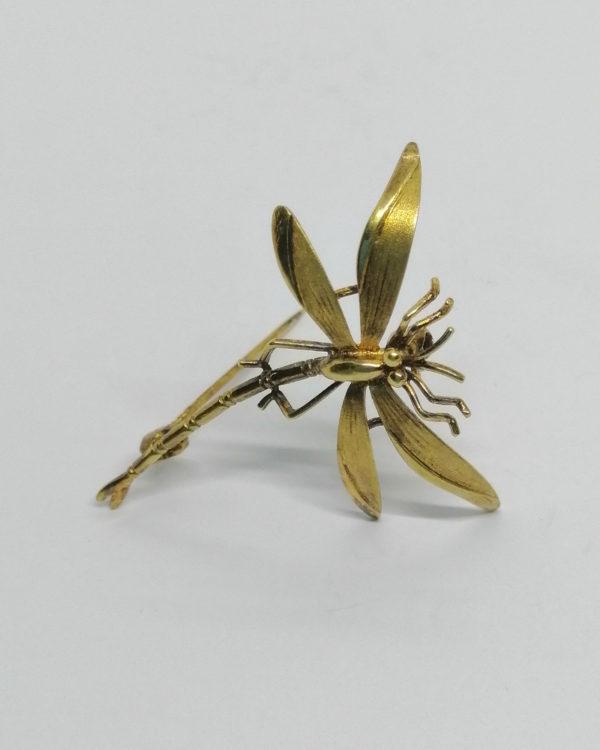 Broche, plaqué or, libellule, vers 1930-40. – Image 2