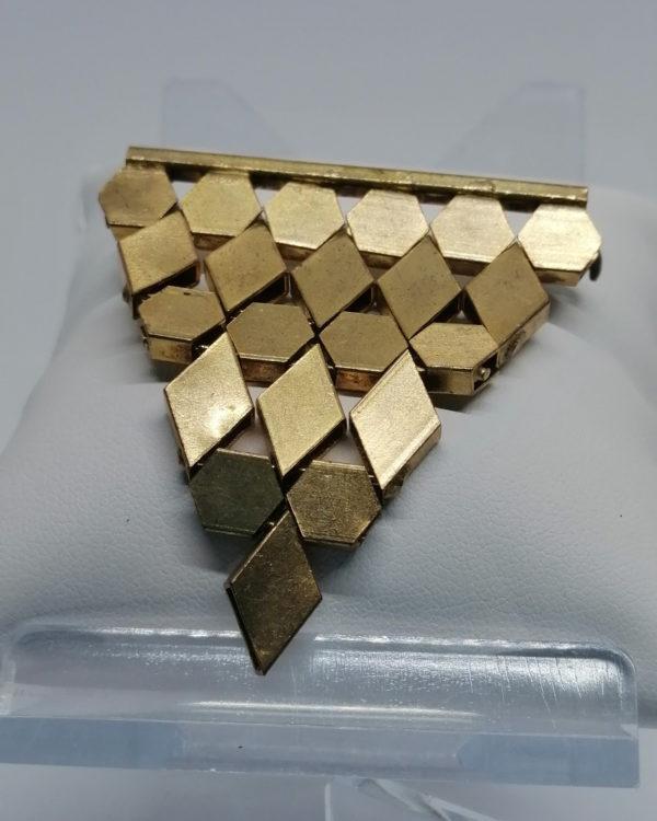 Broche, laiton jaune travail brossé, toute mobile entre la maille, 1930. – Image 2