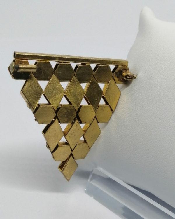 Broche, laiton jaune travail brossé, toute mobile entre la maille, 1930. – Image 4