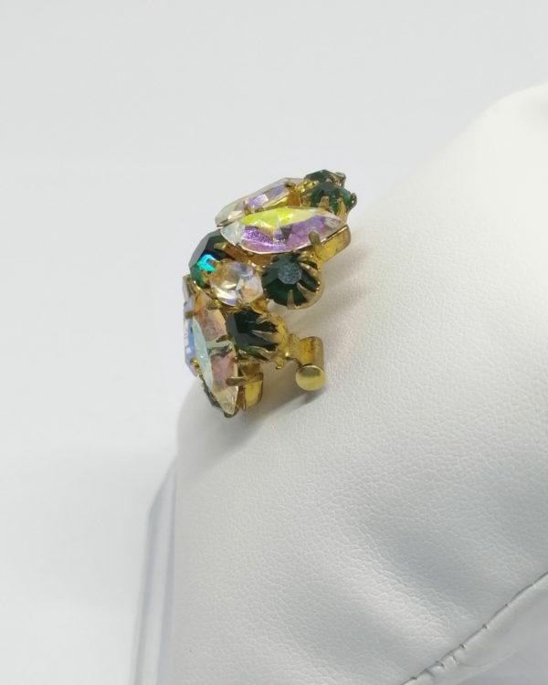 Broche, strass coloré vert et multicolore, en sertie griffes, vers 1930-40. – Image 2