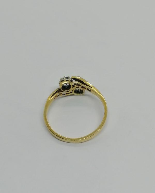 Bague en or rosé, petit modèle toi et moi, saphir et rose de diamant, vers 1900-20. – Image 3