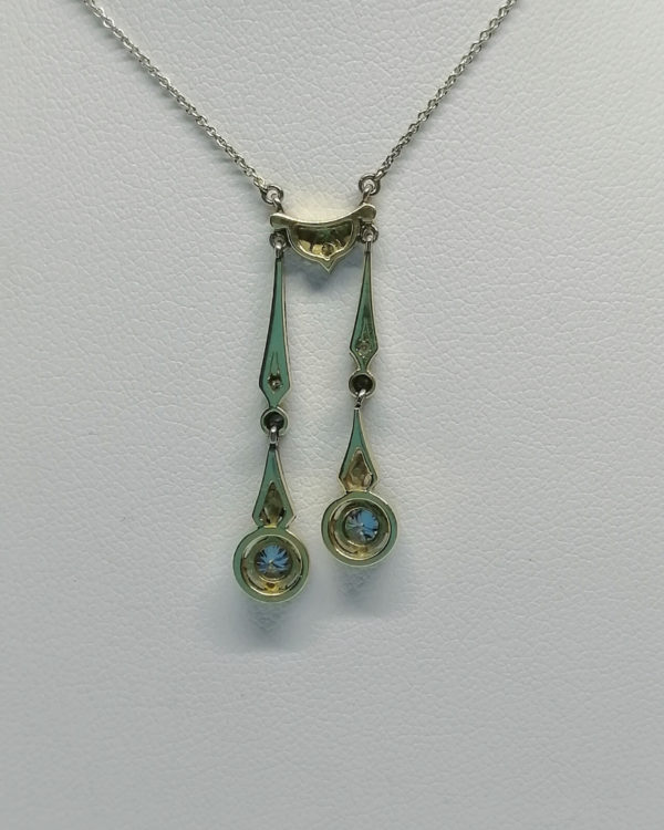 Collier en or bicolore, négligé avec pampilles sertie de diamants, vers 1925. – Image 4