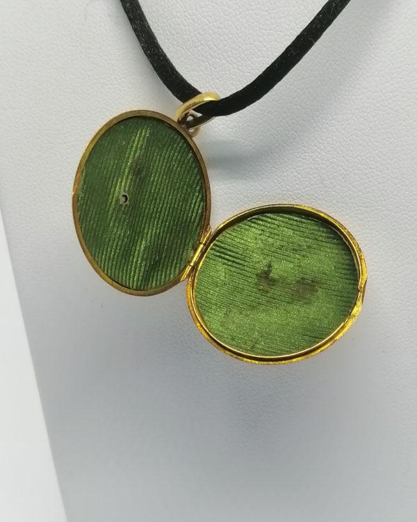 Pendentif, cassolette en or bicolore, motif végétal, Art Nouveau, vers 1900. – Image 3