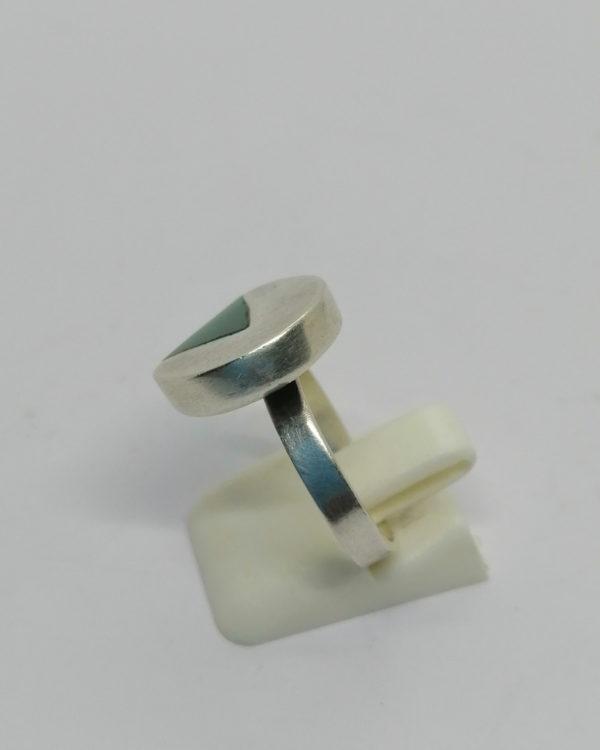 Bague argent, avec inclusion d'agate verte, 1960. – Image 2